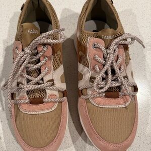 Women's Tan and Pink Sneakers